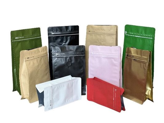 OEM Bolsas de café de fondo plano con excelente pantalla de una sola manera con cremallera 100g-1kg