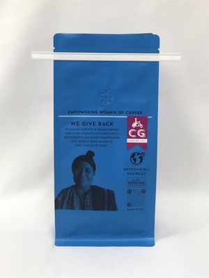Parte inferior plana de Matt de la bolsa de empaquetado del café 12OZ impresa con lazo de estaño