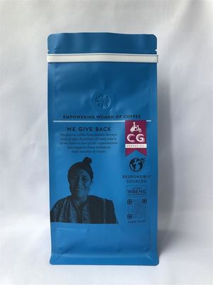 Parte inferior plana de Matt de la bolsa de empaquetado del café 12OZ impresa con lazo de estaño