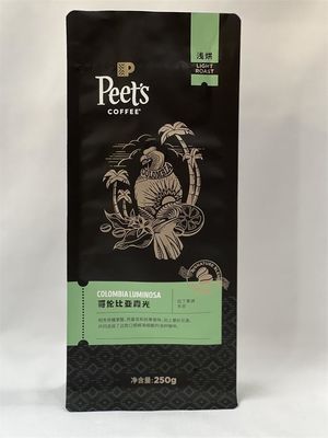 Bolsa de café de papel Kraft de impresión mate de fondo cuadrado con válvula