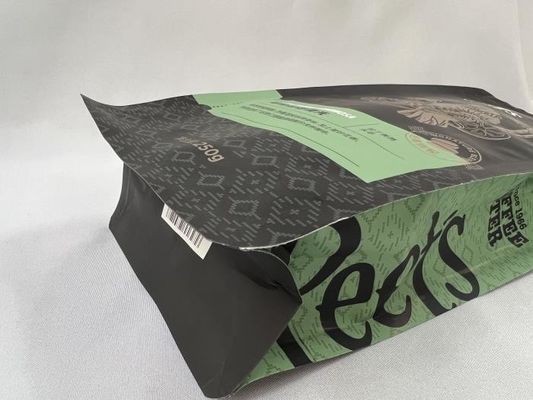 Bolsa de café de papel Kraft de impresión mate de fondo cuadrado con válvula