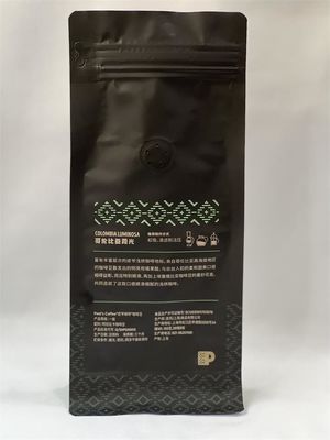 Bolsa de café de papel Kraft de impresión mate de fondo cuadrado con válvula
