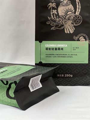 Bolsa de café de papel Kraft de impresión mate de fondo cuadrado con válvula