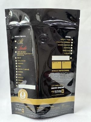 Bolsos de café que se pueden volver a sellar de las bolsas amistosas del café de ISO Eco del negro con la válvula