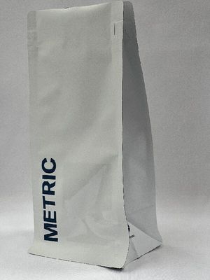 Bolsa de embalaje de café mate de hoja blanca Bolsas de café de fondo plano a prueba de aceite