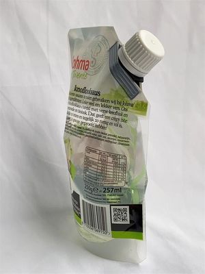 Aduana de empaquetado de la bolsa del canalón del plástico transparente impresa con la tapa lateral del escudete