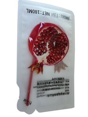 180 ml Bolsa impresa de tres lados con forma libre para alimentos líquidos con paja