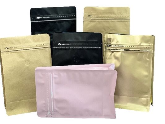 OEM Bolsas de café de fondo plano con excelente pantalla de una sola manera con cremallera 100g-1kg