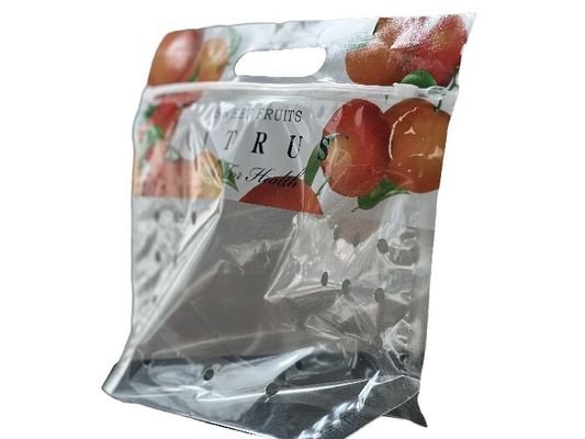 Embalaje de alimentos personalizado Bolsa de cremallera para frutas con agujero perforado
