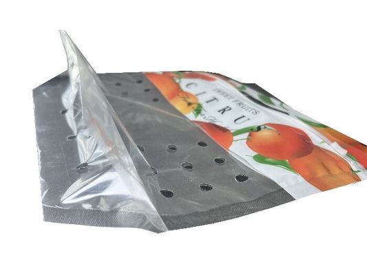 Embalaje de alimentos personalizado Bolsa de cremallera para frutas con agujero perforado