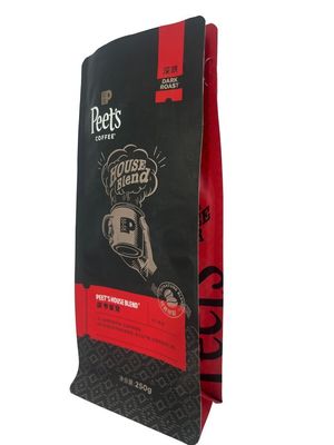 Bolsas de café de fondo plano personalizables con cierre por una sola vía