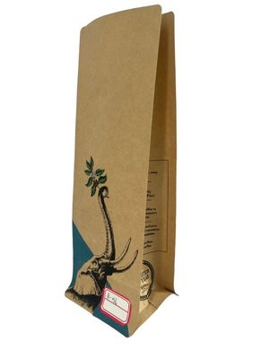 Bolso de embalaje de café de papel impreso industrial con fondo plano