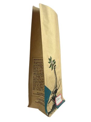 Bolso de embalaje de café de papel impreso industrial con fondo plano